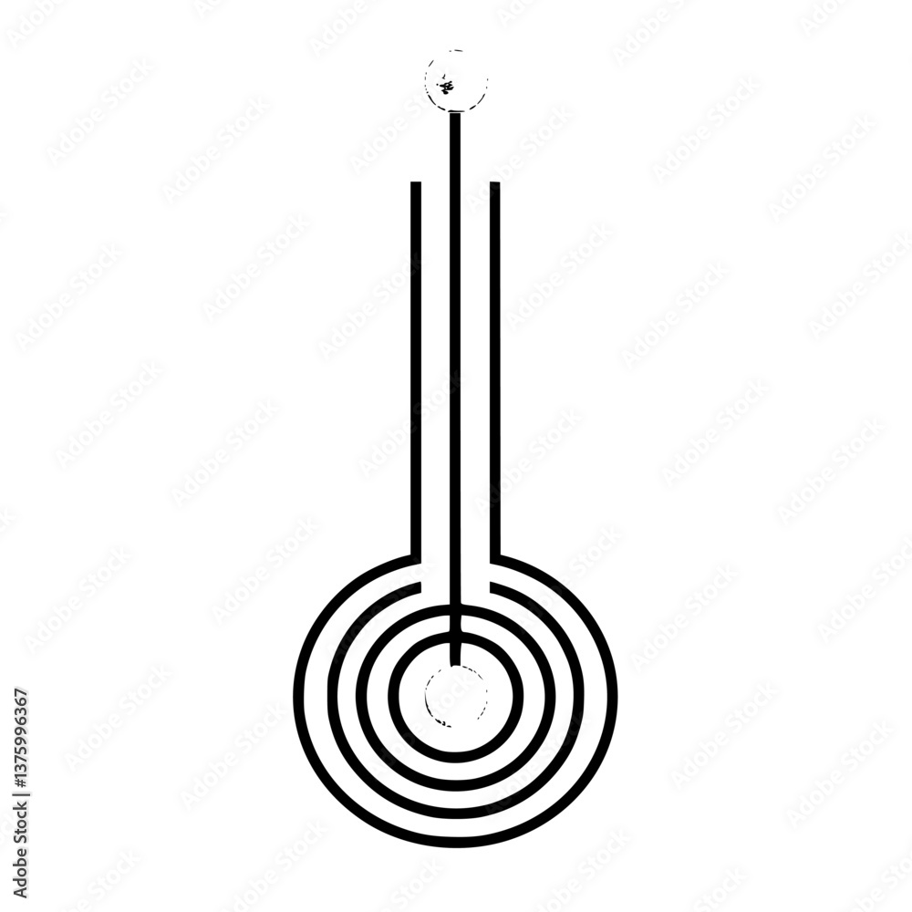 Poster unique abstract design featuring concentric circles and vertical lines in a minimalist style