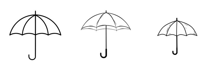 Three distinct umbrella designs showcasing various styles and details for creative inspiration and illustration ideas