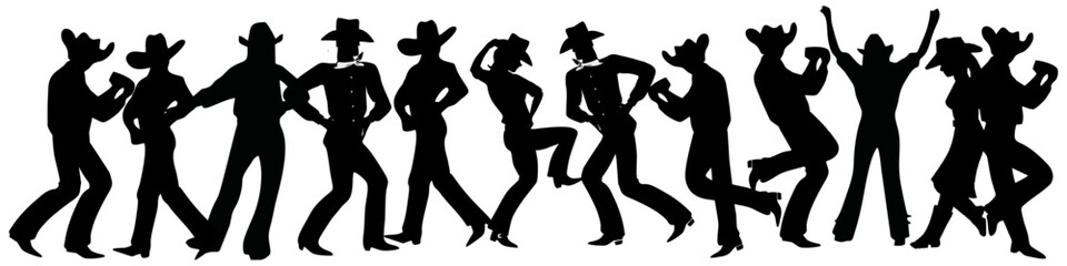 illustration of grouping line dances - sillhouette of grouping line dance
