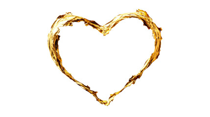 Abstract heart shape made with brown liquid, cutout transparent