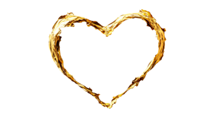 Abstract heart shape made with brown liquid, cutout transparent