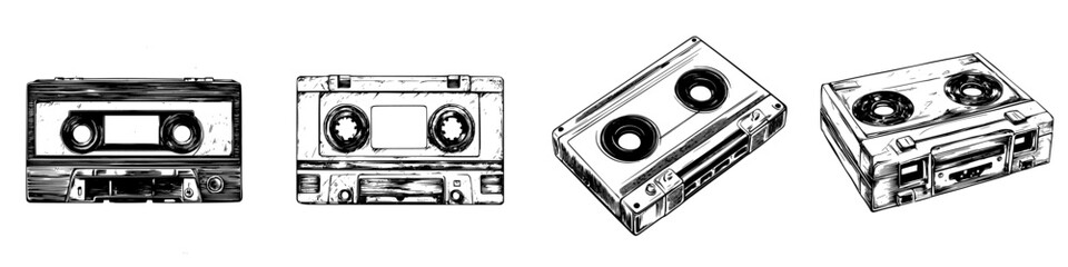 Various styles of retro cassette tapes displayed on a white background showcasing their unique designs and textures