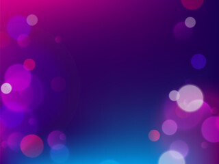 Purple and blue bokeh background. Defocused magic glowing lights. Abstract vector sparkle illustration.