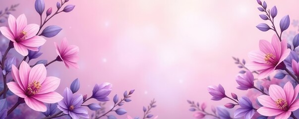 Naklejka premium Lilac and pink floral wedding invite template, elegant design , stationery, graphic