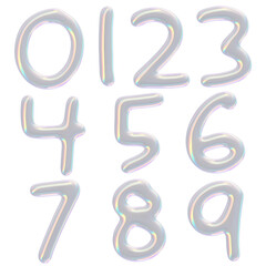 3D Iridescent Soap Bubble Numbers