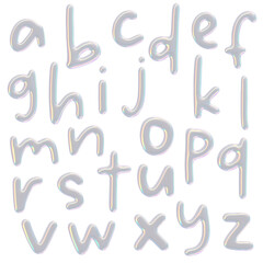 3D Iridescent Soap Bubble Alphabet Lowercase Letters