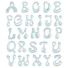 Iridescent Liquid Alphabet 3D Glossy Letters