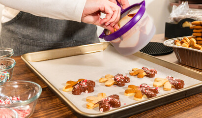 Making Star-Shaped Cookies with Chocolate and Peppermint Chips