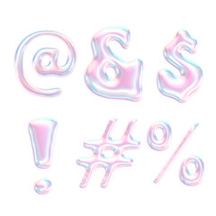 3d holographic Symbols Glossy with gradient texture render