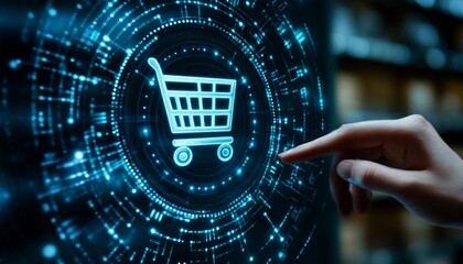 Online Shopping and E-Commerce With Logistics, Warehouse, and Delivery Concept Background.