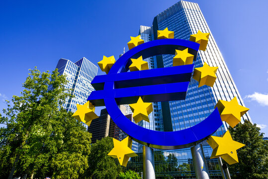 Euro symbol, Business Center, Frankfurt, Hessen, Germany
