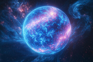 Obraz premium Realistic cosmos celestial landscapes. vibrant and realistic depiction of celestial landscape showcasing glowing planet surrounded by cosmic elements