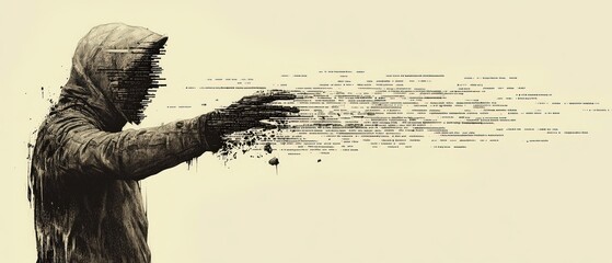 Football Player Creates Dynamic Lines of Code While Dribbling the Ball in an Artistic Ballpoint Pen Drawing