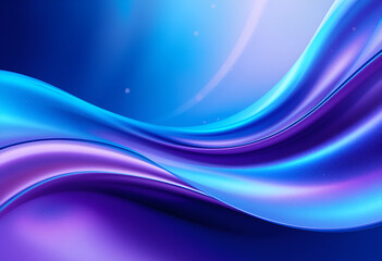 Obraz premium Futuristic Abstract Wave Background in Blue and Purple Tones – Smooth and Elegant Digital Art.Luxury Fluid Gradient Wallpaper with Shiny Metallic Waves and Soft Light Reflections.