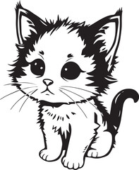 Cute kitten. Hand drawn vector illustration