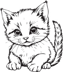 Cute kitten. Hand drawn vector illustration