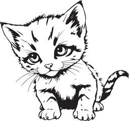 Cute kitten. Hand drawn vector illustration