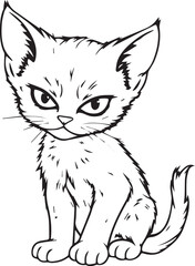 Cute kitten. Hand drawn vector illustration