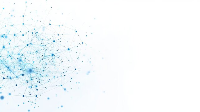 Technological Nodes Displaying Binary Concepts in Blue Shades on a Solid White Background