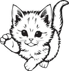 Cute kitten. Hand drawn vector illustration