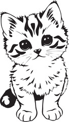 Cute kitten. Hand drawn vector illustration