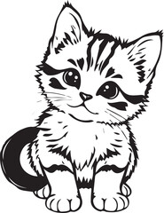 Cute kitten. Hand drawn vector illustration