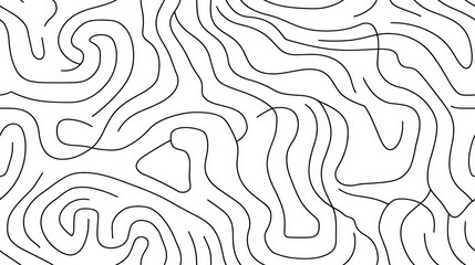 Fototapeta premium Outline of China's Thousand Miles of Rivers and Mountains Map Featuring Intricate Black and White Line Patterns in Flat Geometric Design