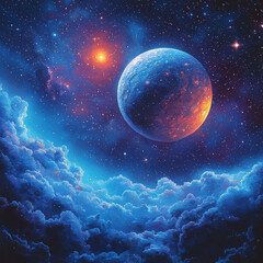 Realistic cosmos celestial landscapes. stunning realistic depiction of celestial landscapes showcases cosmos with vibrant colors and intricate details