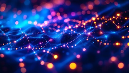 Obraz premium Illuminated Network Background: An abstract digital artwork of an interconnected network 