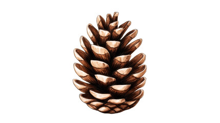 Detailed pinecone illustration, winter botany art, cutout transparent