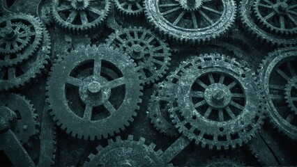 Intricate Mechanism: A Close-Up of Interlocking and Weathered Gears, Illustrating Precision, Engineering, and the Relentless Passage of Time.