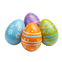 Colorful Easter Eggs, Patterned, Spring Holiday, Transparent Background