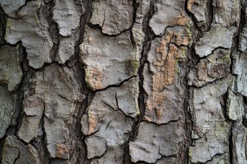 Close up shot showing the textured surface of tree bark