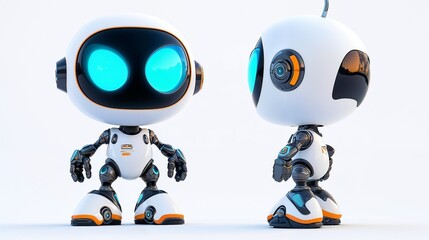 Fototapeta premium Robots showcasing advanced design and technology in a minimalist environment