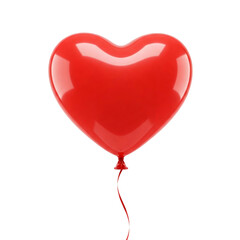 Red heart-shaped balloon isolated on a transparent background, png image, symbolizes love, romance, and Valentine's Day, perfect for celebratory designs