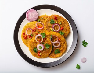 Besan chilla or chickpea pancakes. Protein rich savory pancakes made of besan flour or chick