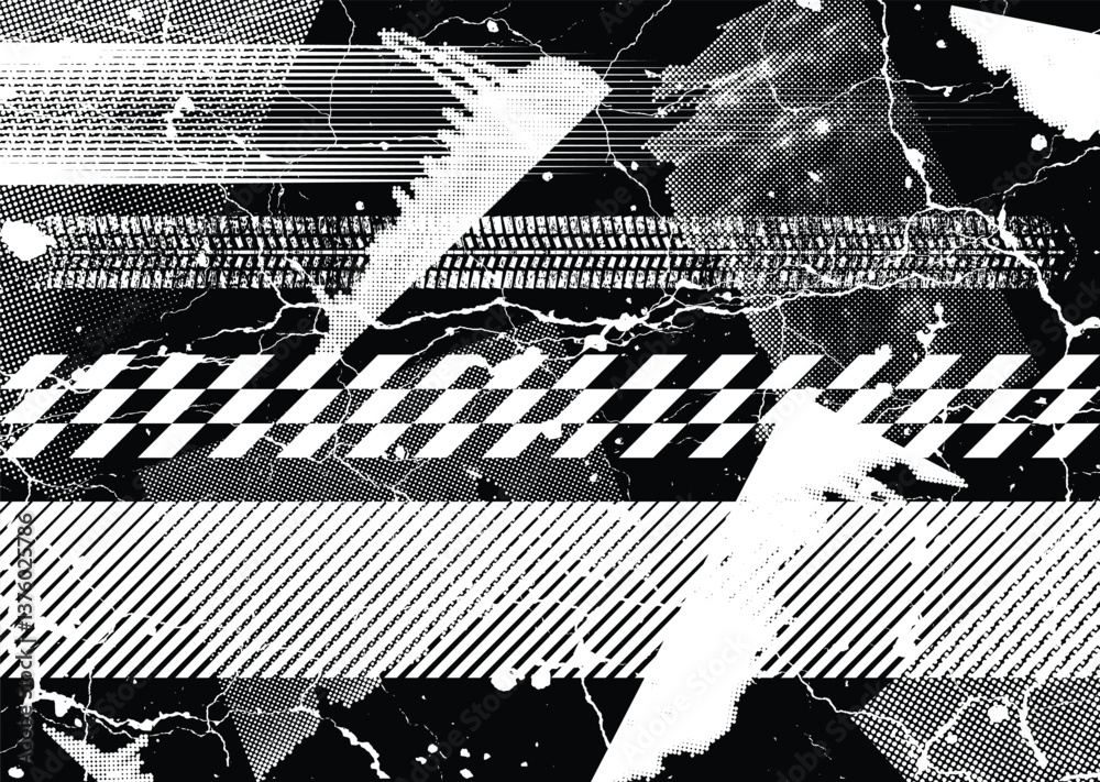 Fototapete grunge textured banner with rough edges. halftone dots texture. overlay grunge texture . simply plac