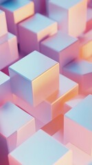 Obraz premium Looped animation of geometric shapes shifting in soft pastel gradients modern background