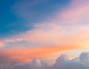  blurred of cloud background with a pastel colored orange to blue gradient. 