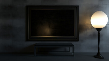 Fototapeta premium A modern TV framed as art on a minimalist wall, blending technology with timeless elegance