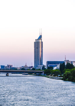 Millenium Tower, river Danube, Vienna, Austria