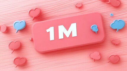 One Million Followers Celebration Social Media Milestone Concept with Likes and Comments