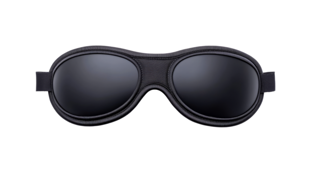 Retro dark goggles with tinted lenses, cut out transparent