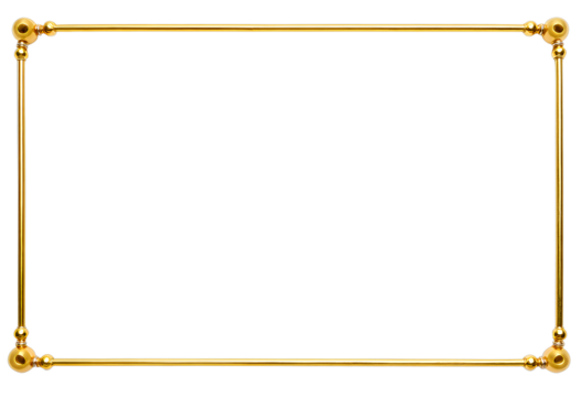 Elegant Gold Frame with Spheres, Transparent Background