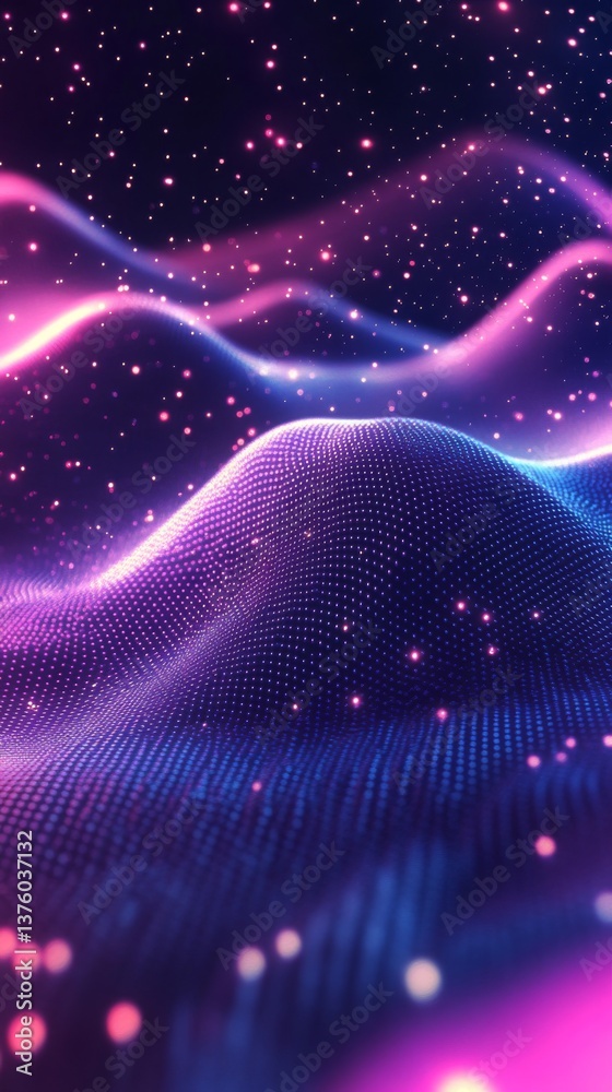 Aufkleber Vibrant 3D animated particle background with abstract gradient movement loopable design
