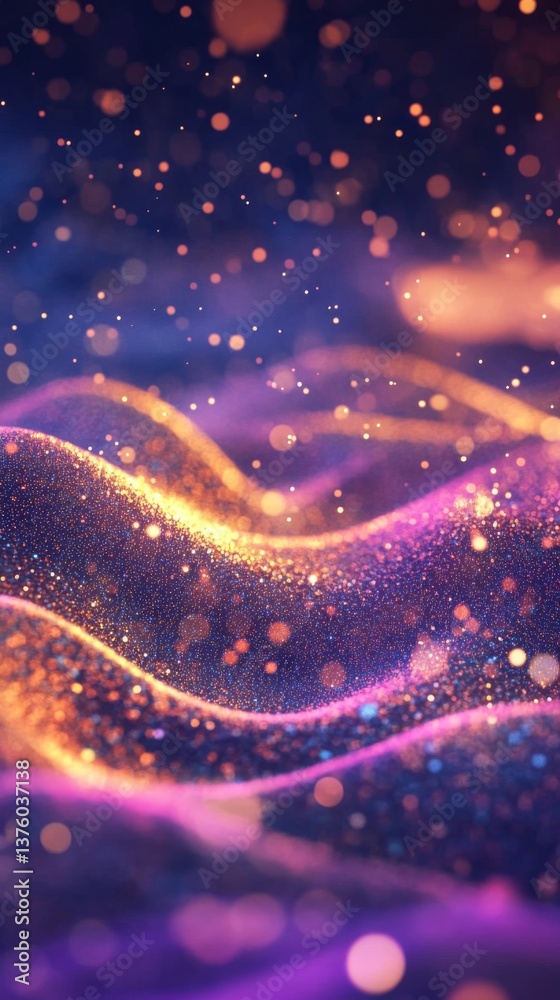 Poster vibrant 3d animated particle background with abstract gradient movement loopable design