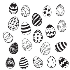 SET VECTOR VARIOUS EASTER EGGS SILHOUETTES	
