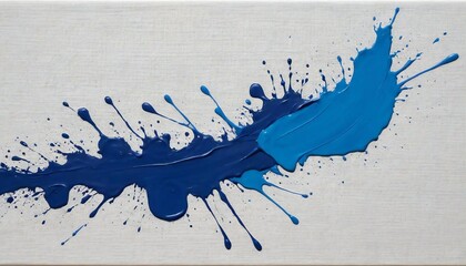 Dynamic blue paint splashes create a striking abstract composition on a light canvas background