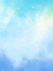 浅蓝至薄荷绿渐变水彩设计，自然笔触与白色斑点营造宁静贺卡与手账页面