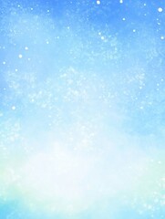 浅蓝至薄荷绿渐变水彩设计，自然笔触与白色斑点营造宁静贺卡与手账页面